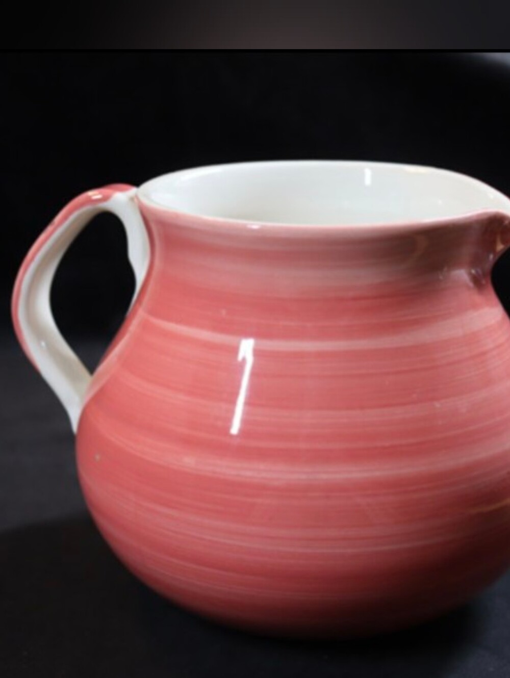 Vintage Furio Pink Hand Painted Art Pottery Water Pitcher 64oz. Made in Italy